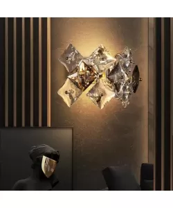 Aplica Yasmina 2*E14, Metal si Cristal, Argintiu