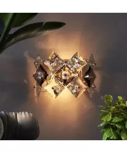 Aplica Yasmina 2*E14, Metal si Cristal, Argintiu