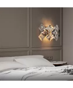 Aplica Zarina 2*E14, Metal si Cristal, Auriu