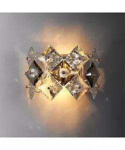 Aplica Zarina 2*E14, Metal si Cristal, Auriu