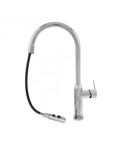 Baterie Bucatarie cu Dus Extractibil Alama Sanitara Argintiu CF/1035/C Baterie Bucatarie cu Dus Extractibil Alama Sanitara Argintiu CF/1035/C