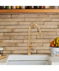 Baterie Bucatarie cu Dus Extractibil, Alama Sanitara, Auriu, CF2043