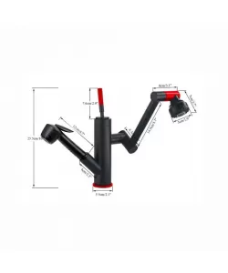 Baterie Bucatarie cu Dus Extractibil, Alama Sanitara, Negru, OD/2013