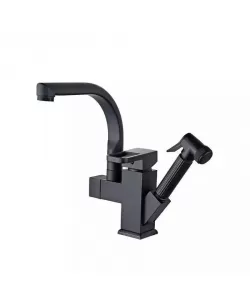 Baterie Bucatarie cu Dus Extractibil, Alama Sanitara, Negru, OD/2031