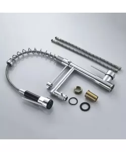 Baterie Bucatarie cu Dus Extractibil, Inox si Alama Crom, YD/201