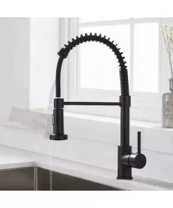 Baterie Bucatarie cu Dus Extractibil, Inox si Alama Negru, YD/102