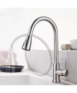 Baterie Bucatarie cu Dus Extractibil Inox Argintiu -RESIGILAT-