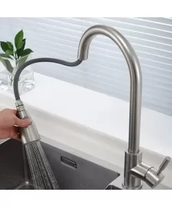 Baterie Bucatarie cu Dus Extractibil Inox Argintiu -RESIGILAT-