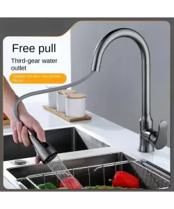 Baterie Bucatarie cu Dus Extractibil Inox Gri ZY1015