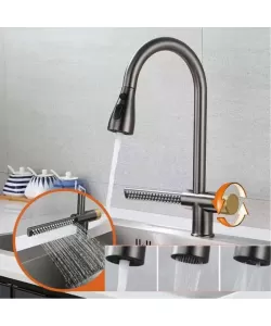 Baterie Bucatarie cu Dus Extractibil Inox Negru Cu Functie Cascada YB1500H Baterie Bucatarie cu Dus Extractibil Inox Negru Cu Functie Cascada YB1500H