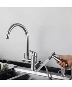 Baterie Bucatarie cu Dus Extractibil Korman Technik, Inox SUS304, Satinat, CF034