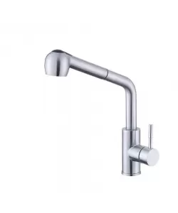 Baterie bucatarie cu dus extractibil Starke CF019, monocomanda, inox, cartus ceramic, satinat Baterie bucatarie cu dus extractibil Starke CF019, monocomanda, inox, cartus ceramic, satinat