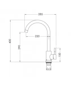 Baterie Bucatarie Fabiano, Monocomanda, Cartus Ceramic 35mm, Inox 304, Grafit Baterie Bucatarie Fabiano, Monocomanda, Cartus Ceramic 35mm, Inox 304, Grafit