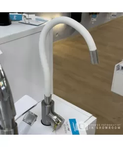 Baterie cu Pipa Flexibila, Inox SUS304, Satinat si Alb, CF025WH