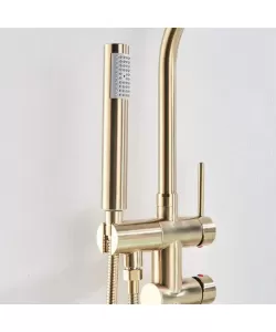 Baterie de Podea cu Cadru Rotund, Alama Sanitara, Auriu, CF2034