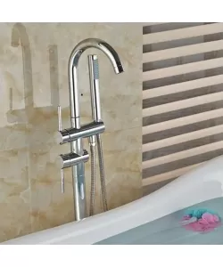 Baterie de Podea cu Cadru Rotund, Alama Sanitara, Crom, CF2032