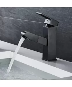 Baterie Lavoar cu Dus Extractabil, Alama Sanitara, Negru, OD/2041