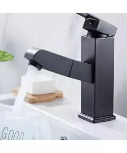 Baterie Lavoar cu Dus Extractabil, Alama Sanitara, Negru, OD/2041