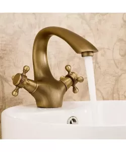 Baterie Lavoar cu Gat Lebada, Alama Sanitara, Auriu, OD/2045