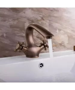 Baterie Lavoar cu Gat Lebada, Alama Sanitara, Auriu, OD/2045