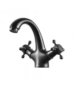 Baterie Lavoar cu Gat Lebada, Alama Sanitara, Negru, OD/2049