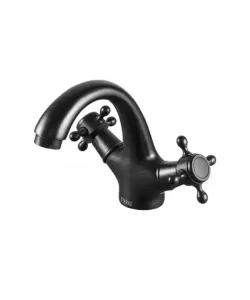 Baterie Lavoar cu Gat Lebada, Alama Sanitara, Negru, OD/2049