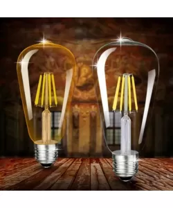 Bec cu Filament ST64, E27, 4W, Lumina Calda