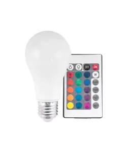 Bec LED RGB cu telecomanda E27, 12W, 6500K
