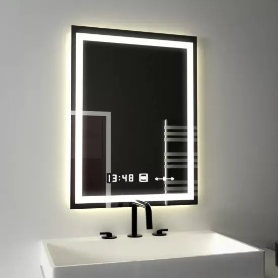 Oglinda LED Senzor Venero, cu functie Dezaburire si Ceas 45x60cm, colectia Marcello Funghi Oglinda LED Senzor Venero, cu functie Dezaburire si Ceas 45x60cm, colectia Marcello Funghi