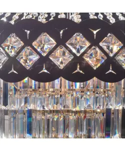 Candelabru Adelin, 15*E27, Diametru 60cm, Maro, Metal si Cristal