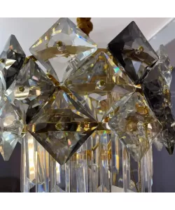 Candelabru Alki 4*E14, Negru, Metal si Cristal