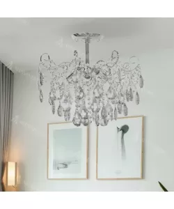 Candelabru Amunetis, Cristal si Metal, 4*E27, Crom