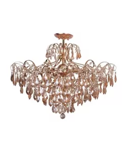 Candelabru Amza, 9*E27, Auriu, Metal si Cristal