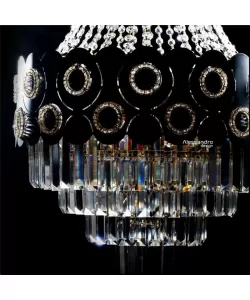 Candelabru Andrei, 12*E27, Negru, Metal si Cristal