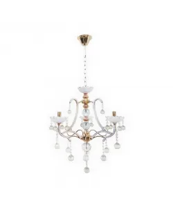 Candelabru Ari, 3*E14, Alb, Metal cu Crystal