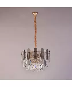 Candelabru Aryan 3*E14, Cristal si Metal, Auriu