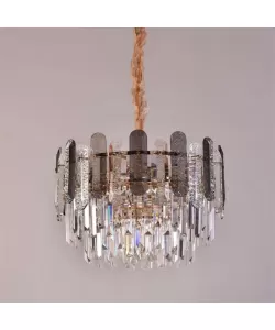 Candelabru Aryan 3*E14, Cristal si Metal, Auriu