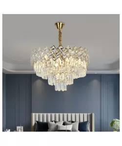 Candelabru Bono, 5x E27, Auriu, Metal si Cristal Candelabru Bono, 5x E27, Auriu, Metal si Cristal