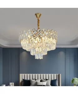 Candelabru Bono, 8 X E27, Auriu, Metal si Cristal