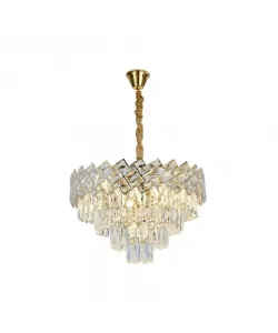 Candelabru Bono, 8 X E27, Auriu, Metal si Cristal