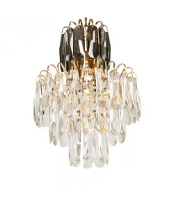 Candelabru Caneis, 4* E14, Metal si Cristal, Auriu, IP.20