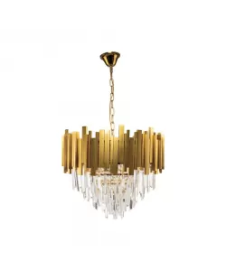 Candelabru Casilio, 11*E14, Auriu, Metal si Cristal