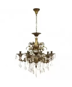 Candelabru Cristal Adler, 6*E14, Alama Antichizata, Metal si Cristal