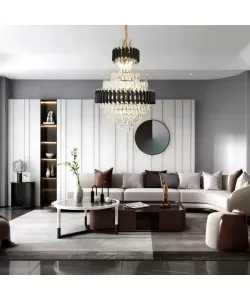 Candelabru Cristal Amari 15x E27 Auriu Negru