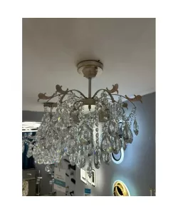 Candelabru Cristal Anastasis, 4*E27, Alb, Metal si Cristal
