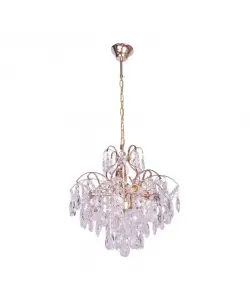 Candelabru Cristal Carolin, 4*E27, Auriu, Metal si Cristal