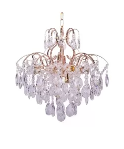 Candelabru Cristal Carolin, 4*E27, Auriu, Metal si Cristal