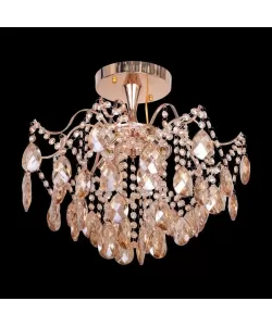 Candelabru Cristal Cason, 4*E27, Auriu, Metal si Cristal