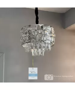 Candelabru Cristal Cesar 3x E27 Diametru 30cm Argintiu