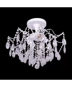 Candelabru Cristal Chance, 4*E27, Alb, Diametru 50cm Metal si Cristal Candelabru Cristal Chance, 4*E27, Alb, Diametru 50cm Metal si Cristal